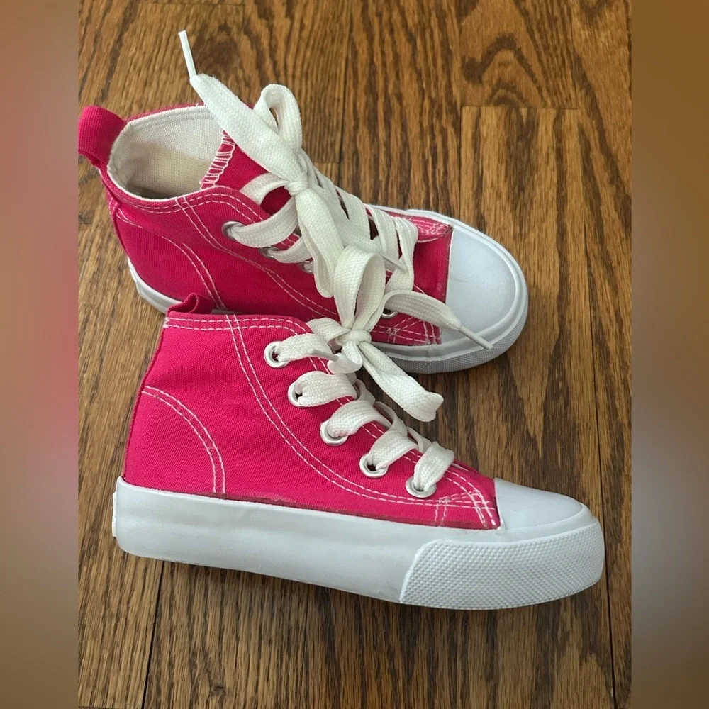 Zoogs Pink Canvas High Top Sneakers Lace Up Retro Streetwear Size 8